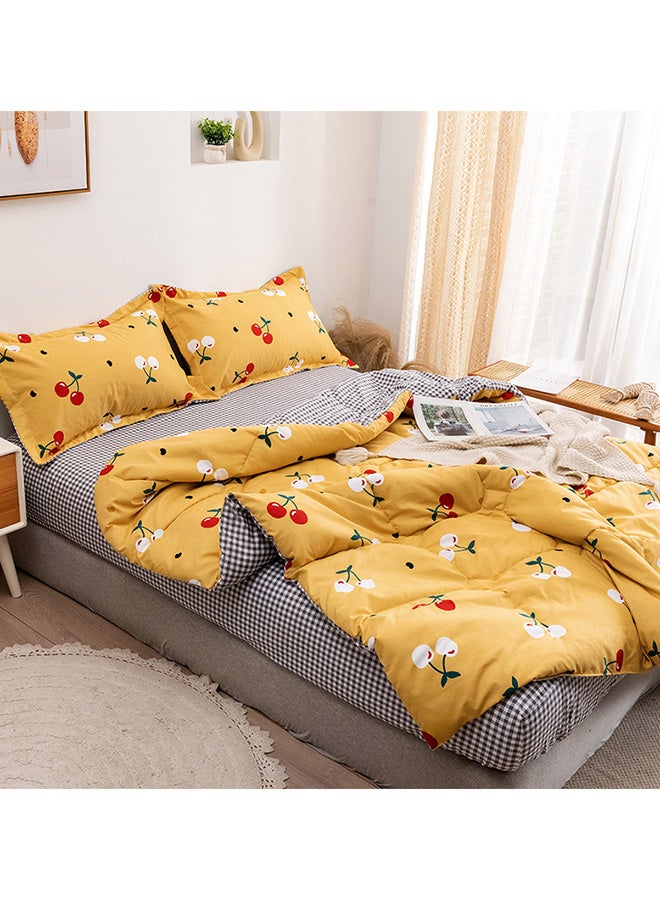 RISHAHOME 4-Piece King Size Comforter Set Microfiber Yellow  - Image 3