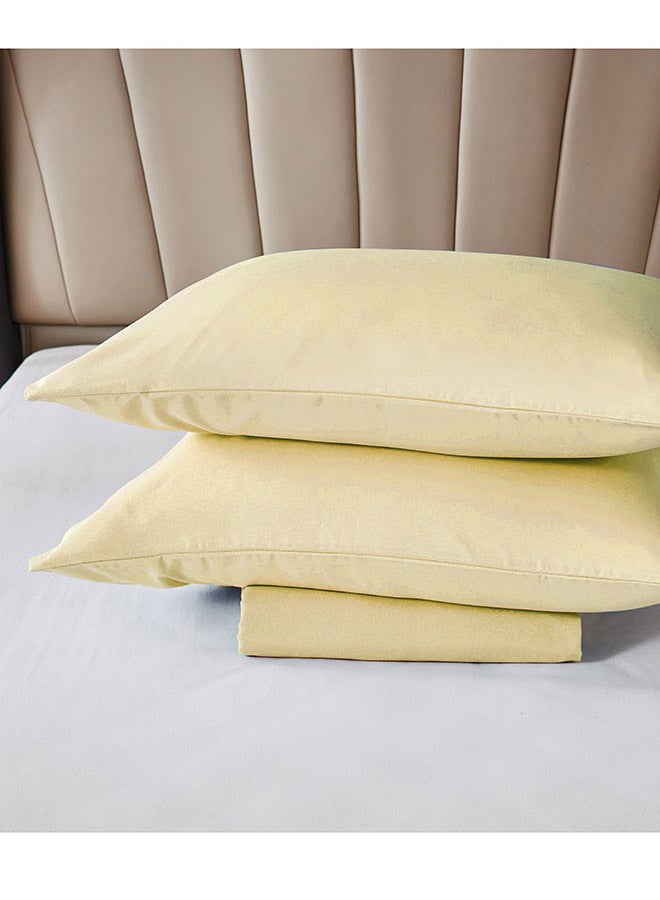 Rahalife 3-Piece Fitted Bedsheet Set Queen Size Microfiber Beige 150x200+30cm - Image 3