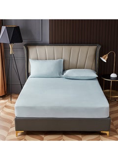 Rahalife 3-Piece Fitted Bedsheet Set Queen Size Microfiber Baby Blue 150x200+30cm  - Image 1