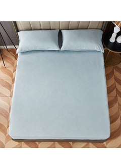 Rahalife 3-Piece Fitted Bedsheet Set Queen Size Microfiber Baby Blue 150x200+30cm  - Image 2
