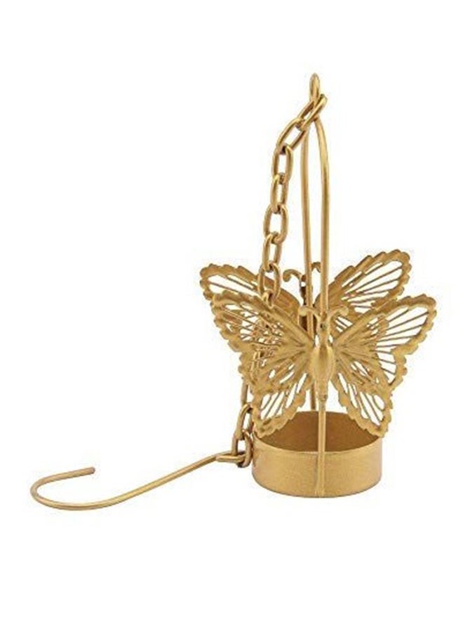 Pack Of 2 Butterfly Hanging Tea Light Holder Gold 21x5cm - Image 1