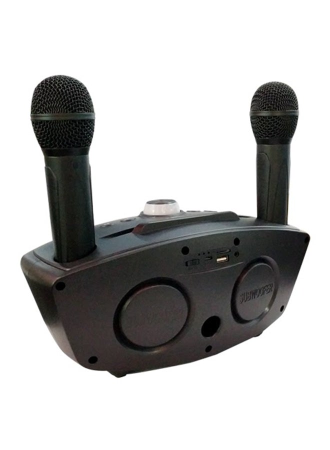 SDRD - Wireless Bluetooth Speaker With 2-Piece Mic Black - Image 1