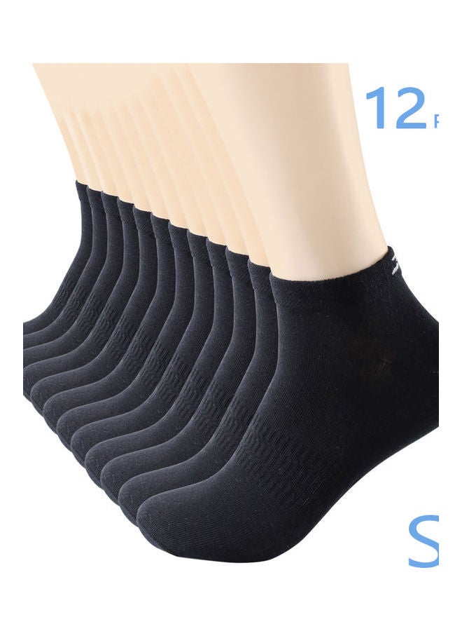 Pair Of 12 Unisex Low Cut Socks Black  - Image 1