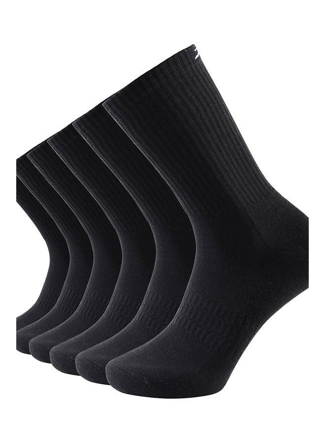 Pair Of 6 of Solid Color Crew Socks Black  - Image 1