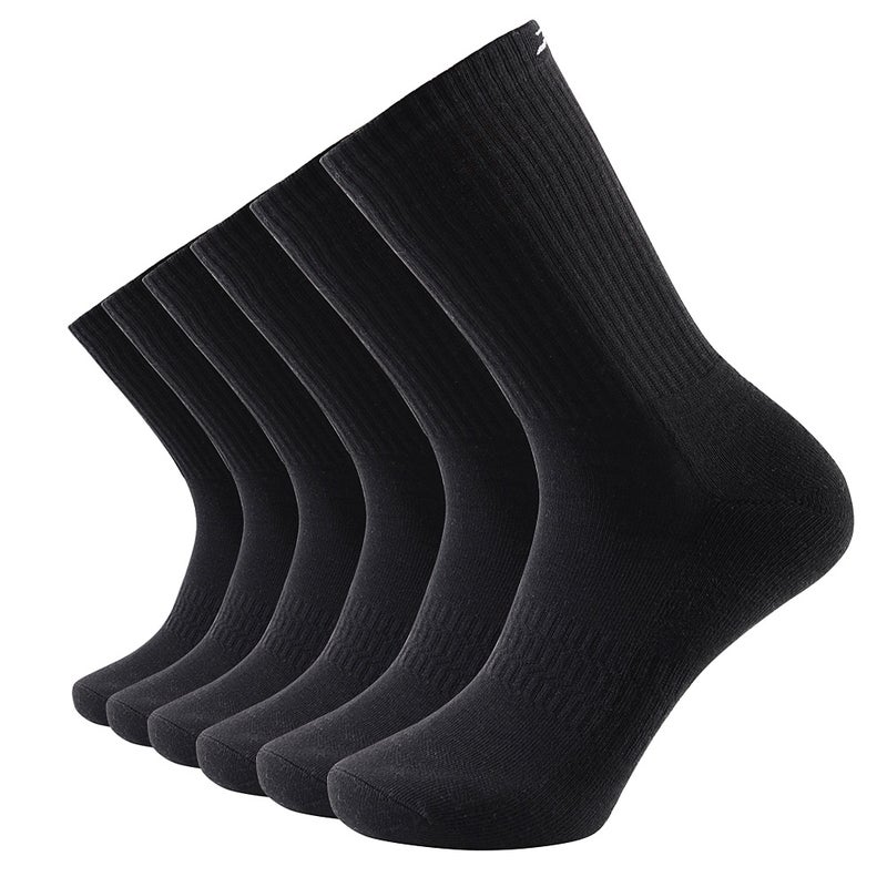 Pair Of 6 of Solid Color Crew Socks Black  - Image 4