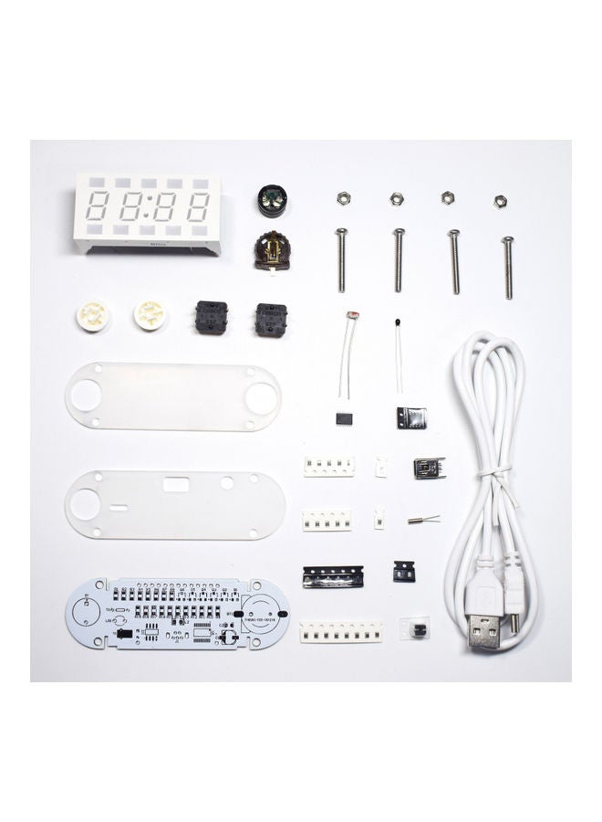 Generic - 4-Digit Digital Clock DIY Kit LED Mixed Color Nixie Tube Table Desk USB-Powered Clock with Countdown Timer Stopwatch Alarm Light for STEM Students Beginner White - Image 1