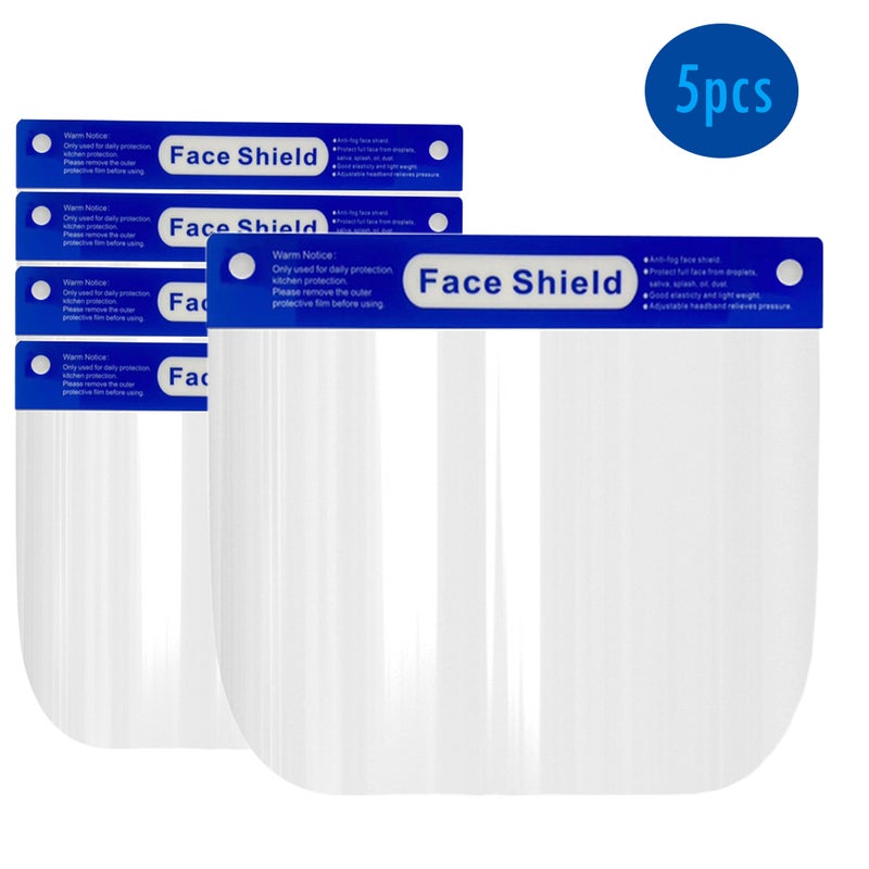 Generic - 5Pcs Anti-Fog Adjustable Full Face Shield Windproof Dustproof Hat Full Face Shield Protect Eyes And Face With Protective Clear Film Elastic Band Transparent 32.0x22.0x4.0cm - Image 1