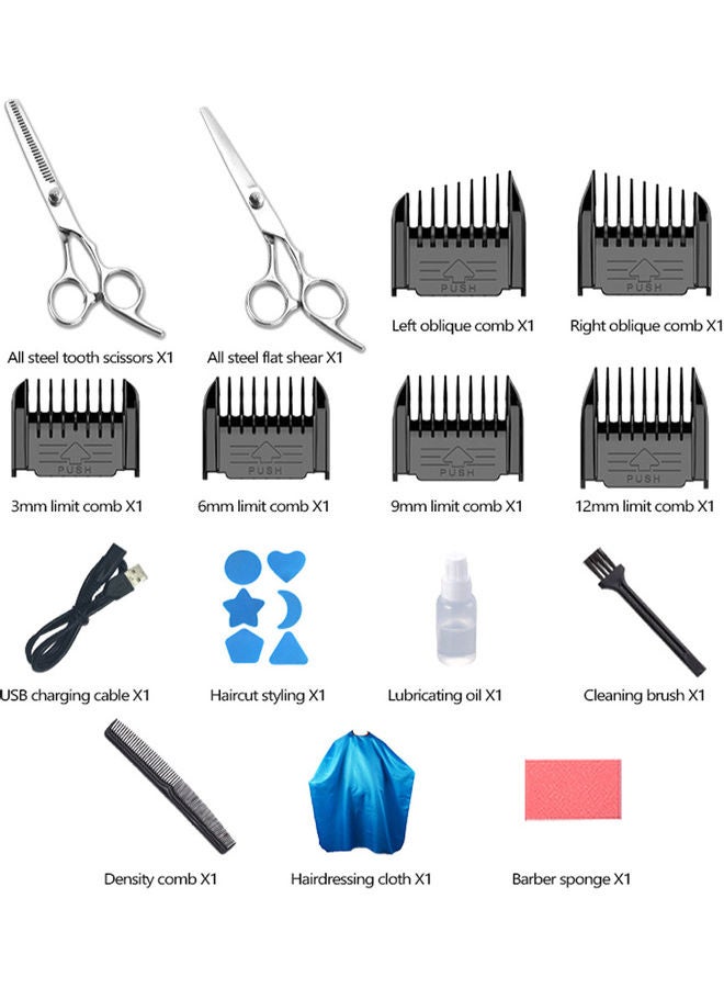 ماكينة قص الشعر المنزلية الإحترافية للرجال قابلة لإعادة الشحن، آلة قص الشعر الكهربائية القوية متعدد الألوان 23.5x18.0x6.5سم - Image 2