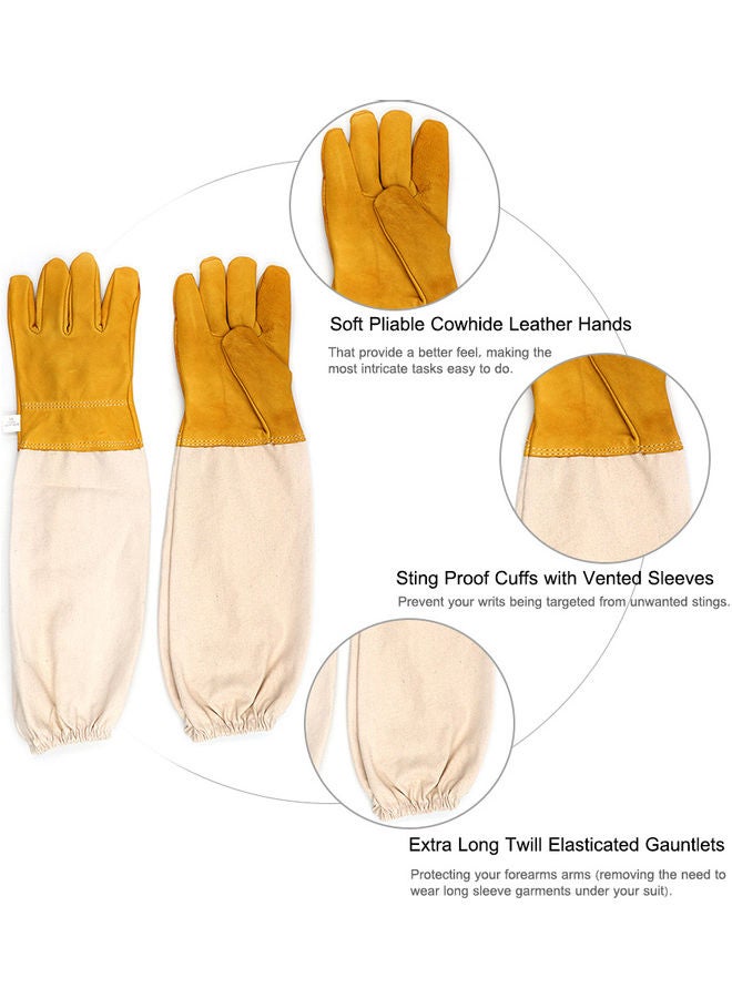 Beekeeping Gloves Beekeeper Prevent Gloves Protective Sleeves Ventilated Professional Anti Bee for Apiculture Beekeeper Beehive Anti-bee Anti-smash Anti-slash Anti-cut Gloves sheepskin Gloves white 48.0x20.0x2.0cm - Image 3