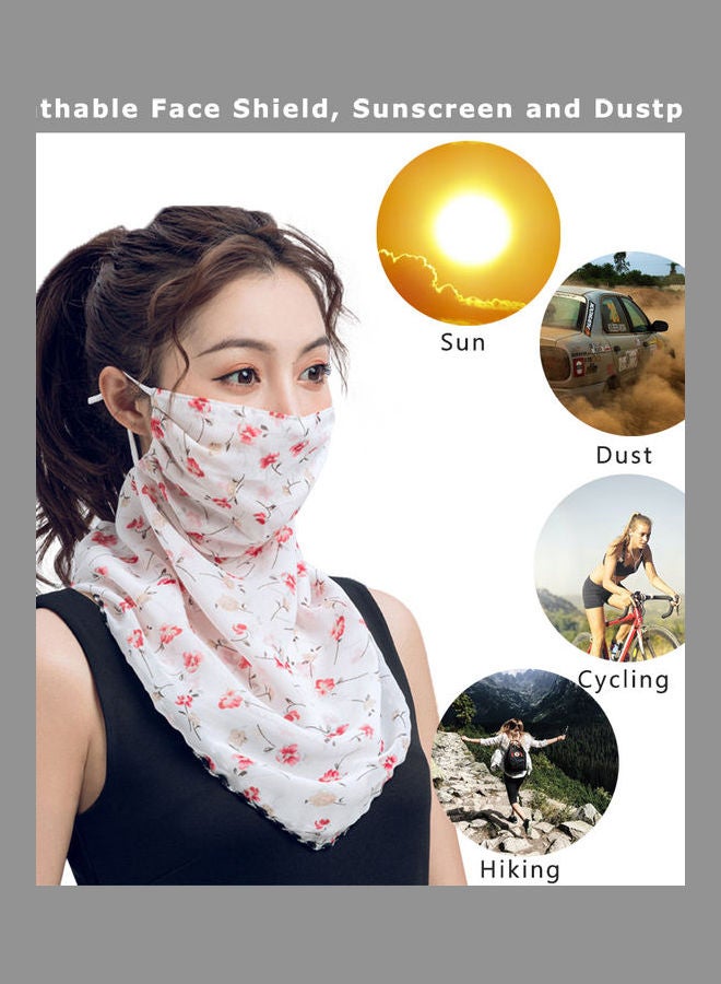 Women Summer Chiffon Face Shield Floral Print Sunscreen Dustproof Breathable Cycling Outdoors Multifucntional Neck Gaiter multicolor