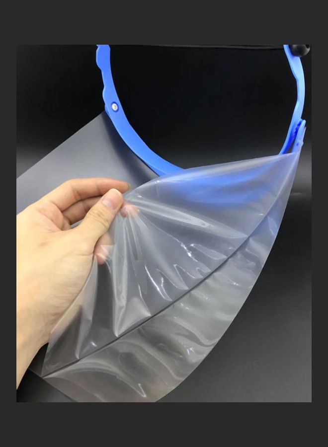 Unisex Transparent Protective Face Shield Anti Splash Dust-proof Adjustable Detachable Drawstring Full Face Cover Workshop Cooking Cleaning Blue