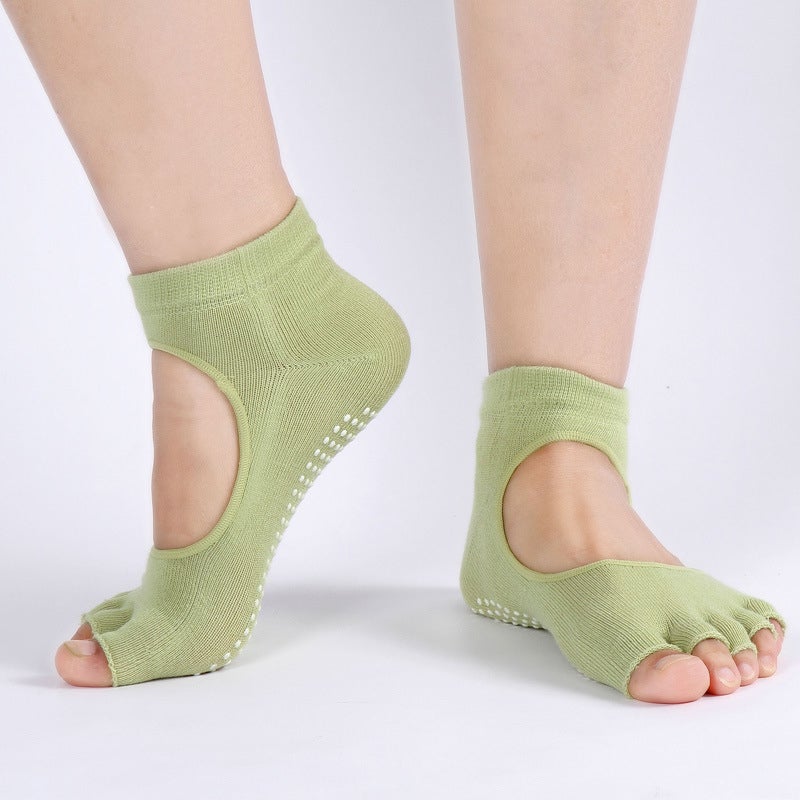 Yoga Socks Slip Grip Pilates Barre Dance Floor Socks Green - Image 2