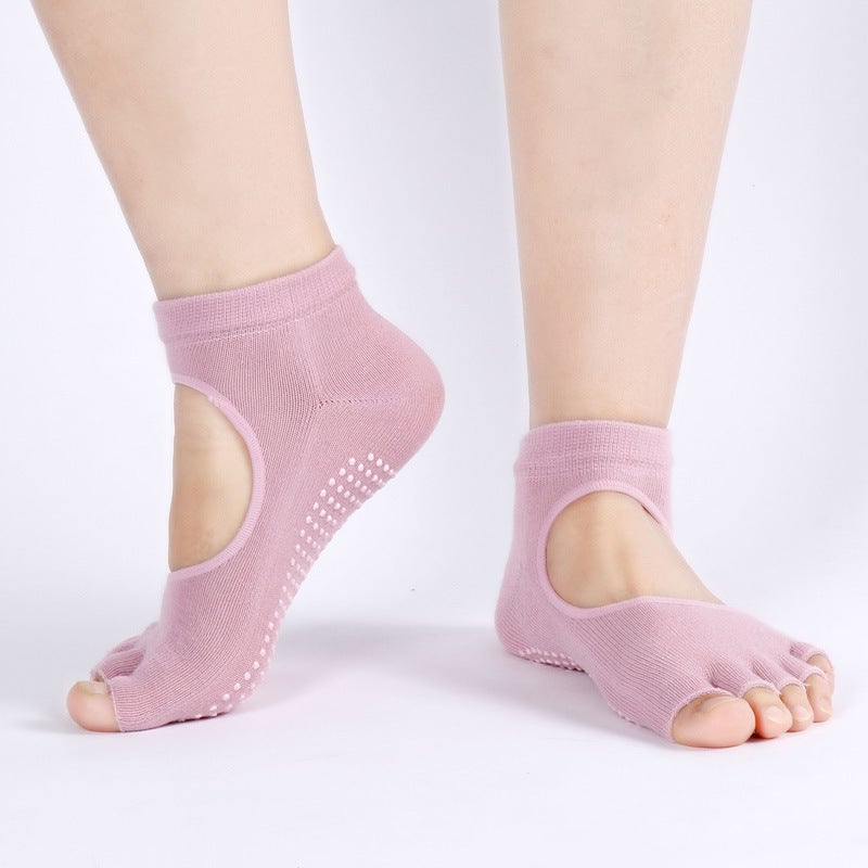 Yoga  Home Non Slip Grip Floor Socks Pink  - Image 5