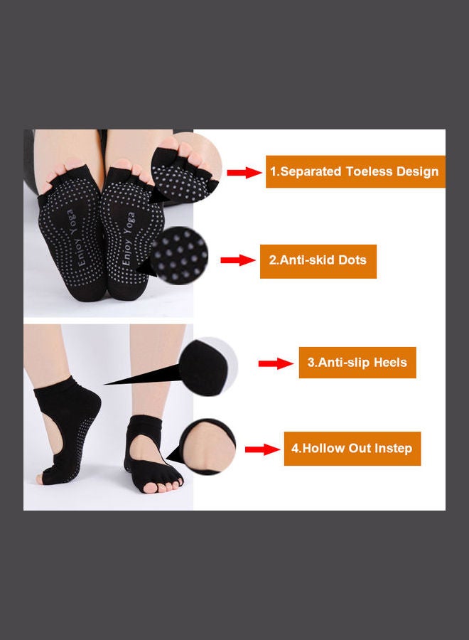 Yoga Socks Toeless Non Slip Grip Pilates Barre Dance Barefoot Fitness Training Gym Home Floor Socks Purple  - Image 2