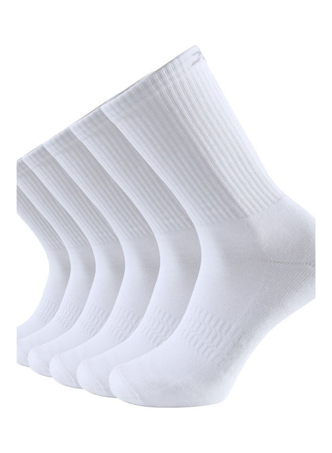 Pair Of 6 Solid Color Comfortable Socks White  - Image 1