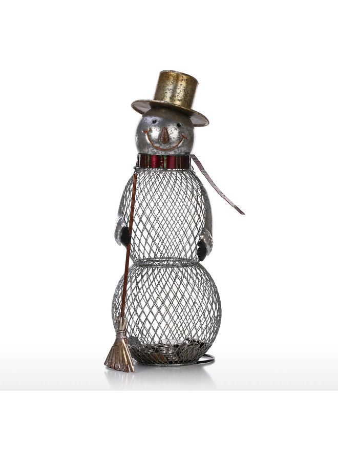 TOOARTS Snowman Cork Container Silver 35 x 16cm - Image 1