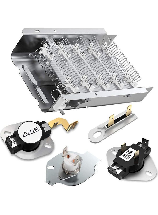 Generic - 279838 Dryer Heating Element Applicable To Whirlpool Roper Kenmore 3392519 3977393 Thermal Fuse And 3387134 3977767 Dryer Thermostat （279838 Replace 8565582，AP309425，3398064，3403585） Silver - Image 1
