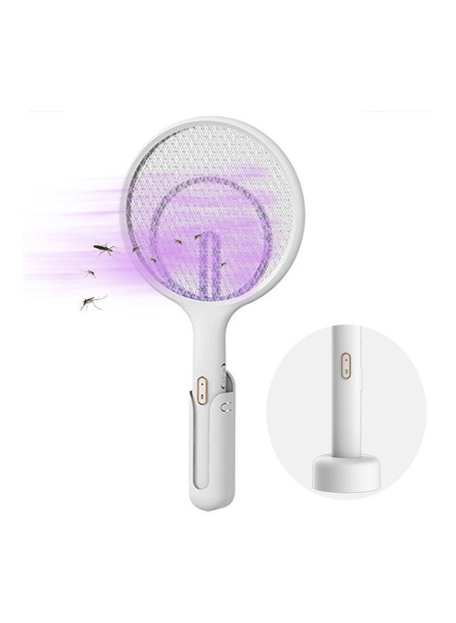 Generic - Electric Fly Swatter Rechargeable Bug Zapper Tennis Racket 3 Layer Mesh Handheld Bug Zapper For Indoor And Outdoor Pest Control (Hanger+Stander) White 46.0x28.0x3.0cm - Image 1