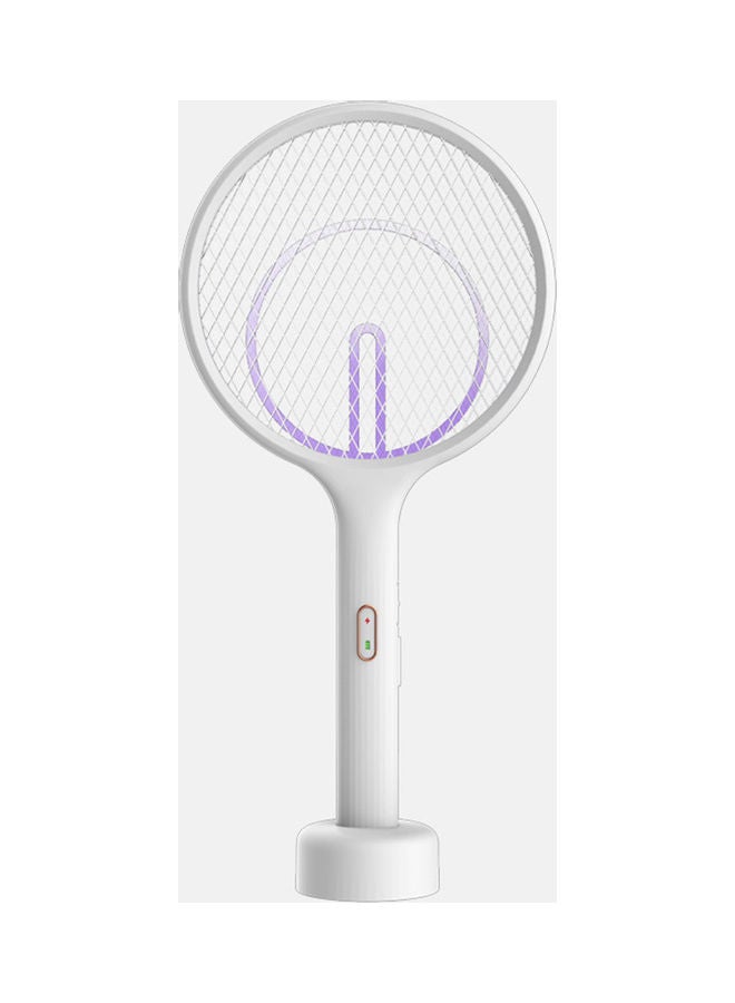 Generic - Electric Fly Swatter Rechargeable Bug Zapper Tennis Racket 3 Layer Mesh Handheld Bug Zapper For Indoor And Outdoor Pest Control (Hanger+Stander) White 46.0x28.0x3.0cm - Image 1