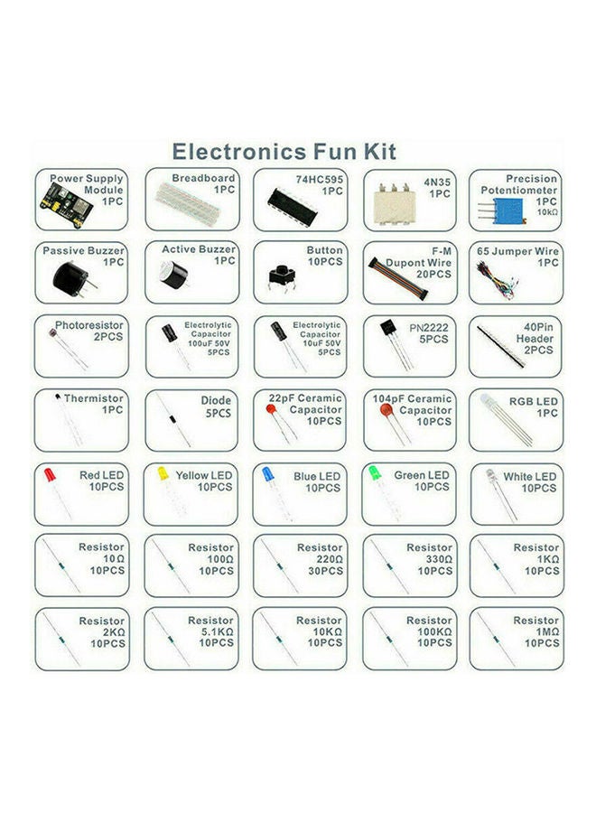 Generic - Electronic Components Kit 830 Connect Points Breadboard Cable Resistor Applicable For UNO R3 White - Image 1