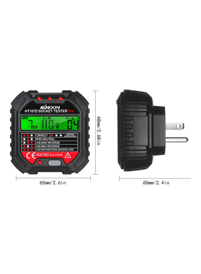 جهاز أوتوماتيكي من كيمون لاختبار مخارج التيار الكهربي، كما يقوم بالكشف عن قطبية التيار، يعمل برفق جهد 90-250، مزود بشباشة عرض طراز HT107B أحمر 7.5x7.0x6.5سم - Image 5