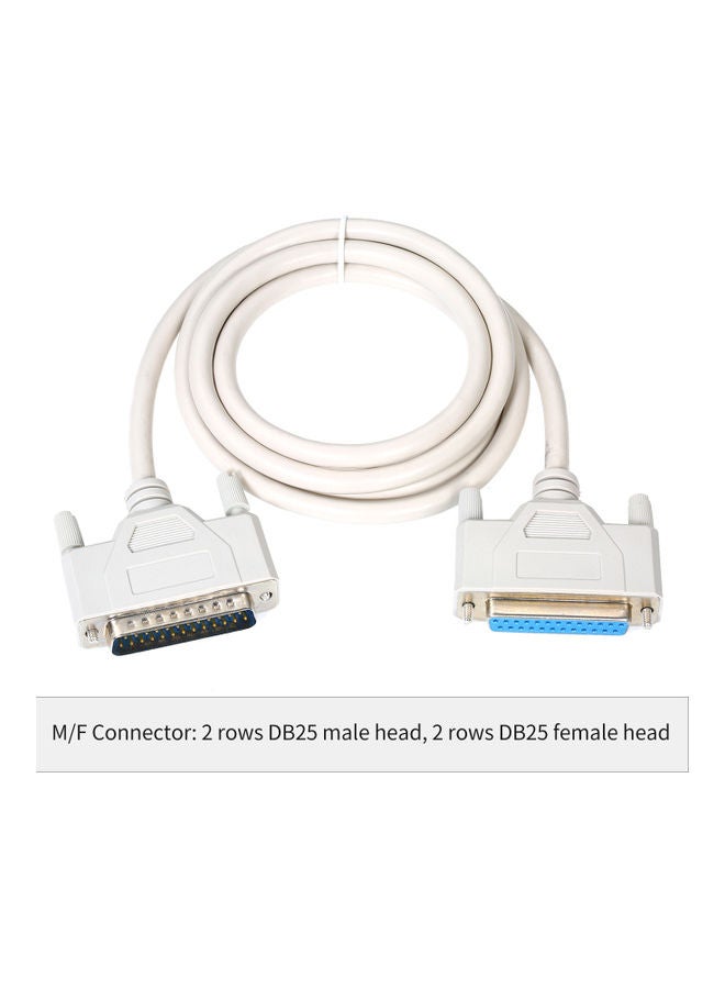 Generic - 25Pin DB25 Printer Extending Cable 1.4m Computer Parallel Extension Cord 4.6ft M-F Cable 25Pin DB25 Parallel Male to Female LPT Printer Connection Line 25 Pin LPT White - Image 1