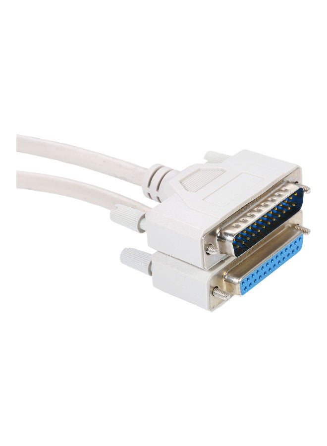 Generic - 25Pin DB25 Printer Extending Cable 1.4m Computer Parallel Extension Cord 4.6ft M-F Cable 25Pin DB25 Parallel Male to Female LPT Printer Connection Line 25 Pin LPT White - Image 1