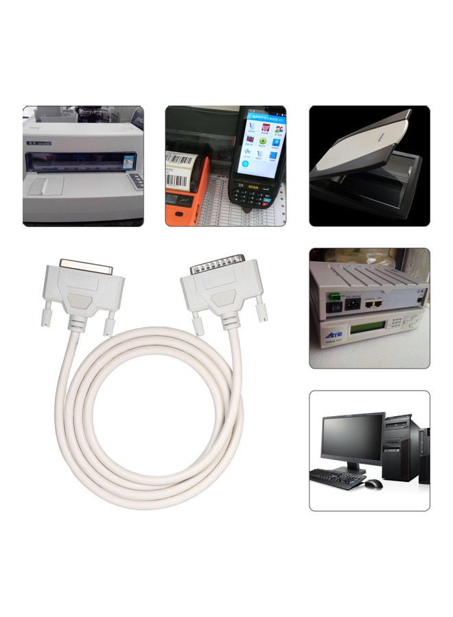 Generic - 25Pin DB25 Printer Extending Cable 1.4m Computer Parallel Extension Cord 4.6ft M-F Cable 25Pin DB25 Parallel Male to Female LPT Printer Connection Line 25 Pin LPT White - Image 1