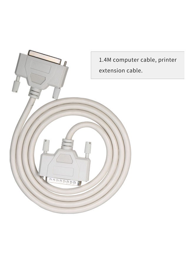 Generic - 25Pin DB25 Printer Extending Cable 1.4m Computer Parallel Extension Cord 4.6ft M-F Cable 25Pin DB25 Parallel Male to Female LPT Printer Connection Line 25 Pin LPT White - Image 1