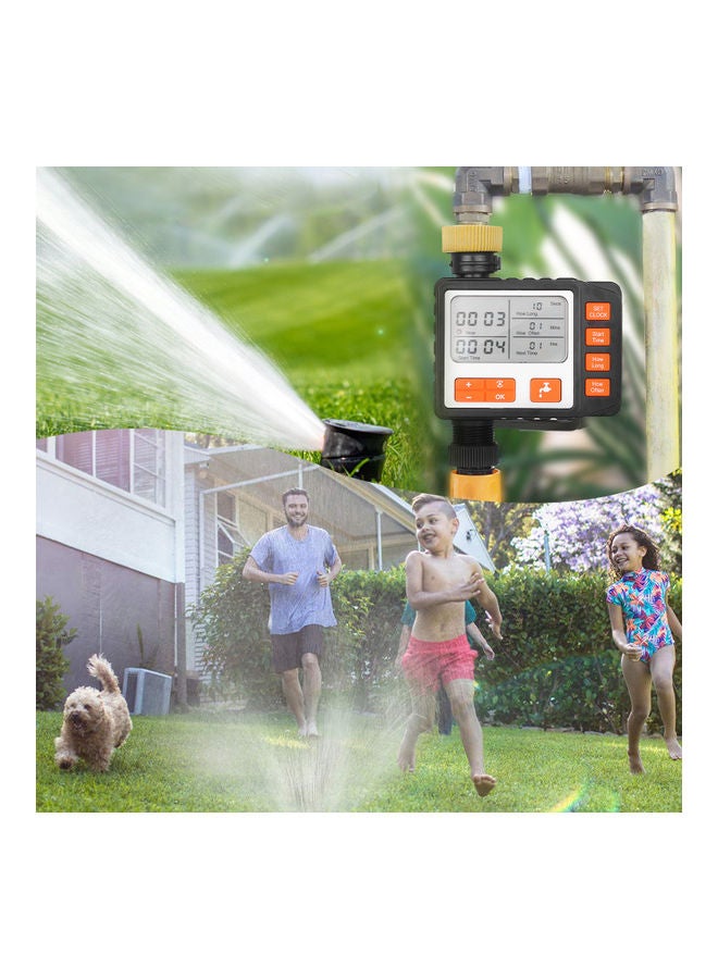 Digital Water Timer Programmable Outdoor Single Outlet Automatic On Off Water Faucet Hose Timer Irrigation System Controller With Manual Mode 3In Large Screen Orange 14.0x11.5x5.7cm