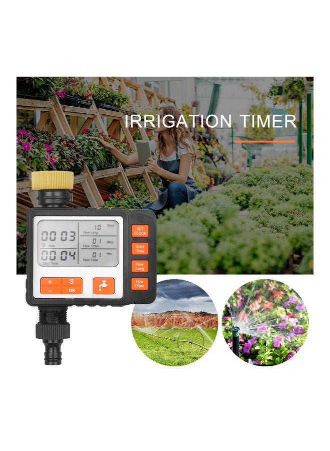 Digital Water Timer Programmable Outdoor Single Outlet Automatic On Off Water Faucet Hose Timer Irrigation System Controller With Manual Mode 3In Large Screen Orange 14.0x11.5x5.7cm