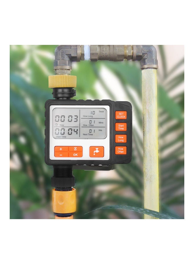 Digital Water Timer Programmable Outdoor Single Outlet Automatic On Off Water Faucet Hose Timer Irrigation System Controller With Manual Mode 3In Large Screen Orange 14.0x11.5x5.7cm