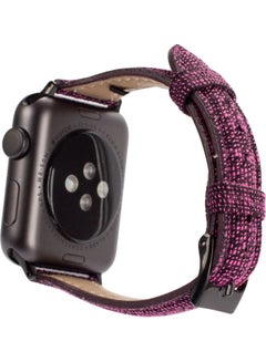 PROMATE Trendy Canvas Styled With Leather Wristband Replacement For Apple Watch Strap Purple  - Image 3