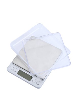 High Accuracy Mini Electronic Digital Platform Jewelry Scale Weighing Balance with Two Trays Portable 500g/0.01g Counting Function Silver 15.6x13.0x3.2cm - v1605555266/N42329006A_1