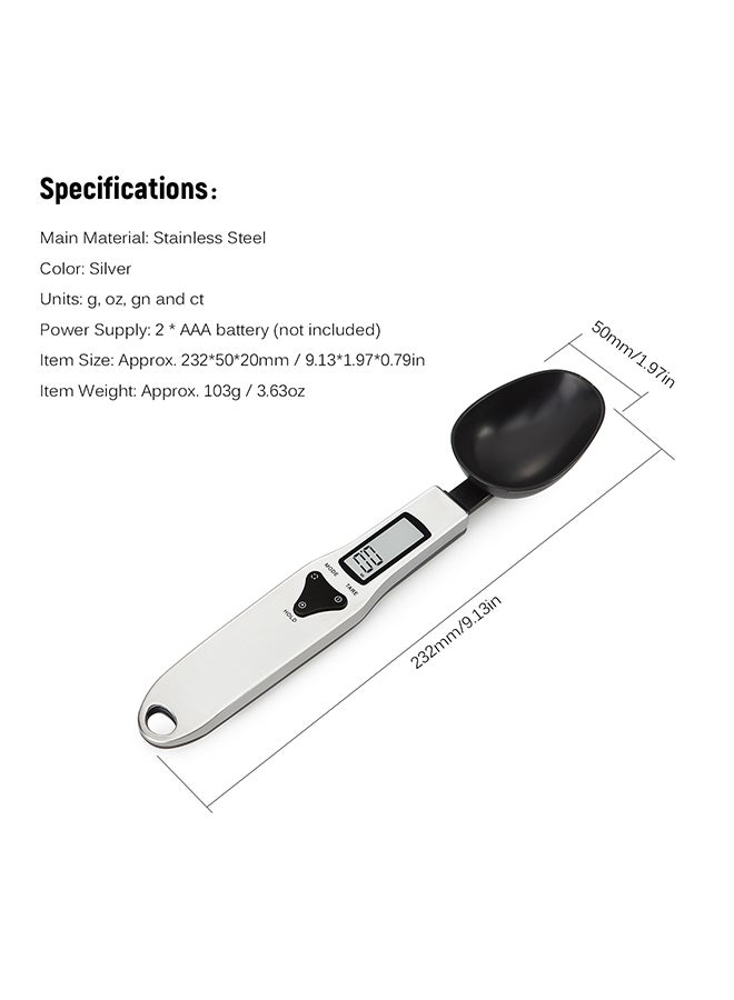 Generic Kitchen Scale Portable Stainless Steel Spoon Scale Milk Powder Medicinal Materials Electronic Measuring Scale Precise Electronic Scale Digital Balance 500g/0.1g DH-328 Silver 25.3x8.6x2.8cm  - Image 3