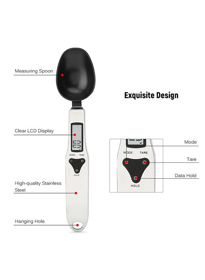 Generic Kitchen Scale Portable Stainless Steel Spoon Scale Milk Powder Medicinal Materials Electronic Measuring Scale Precise Electronic Scale Digital Balance 500g/0.1g DH-328 Silver 25.3x8.6x2.8cm  - Image 4
