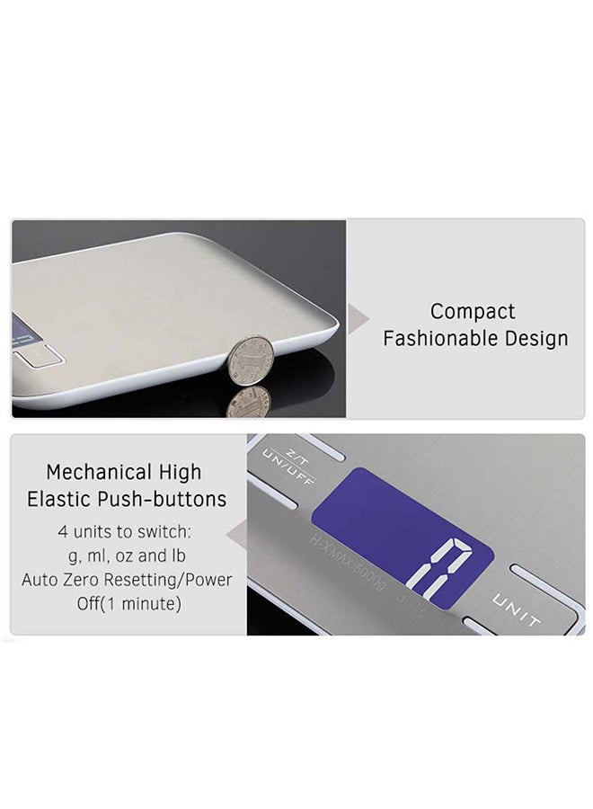 Generic Portable Digital Scale Mini Digital Kitchen Scale Professional Accurate Electronic Scale Precision Balance 5kg*1g DH-2012 Silver 20.6x16.4x3.0cm  - Image 3