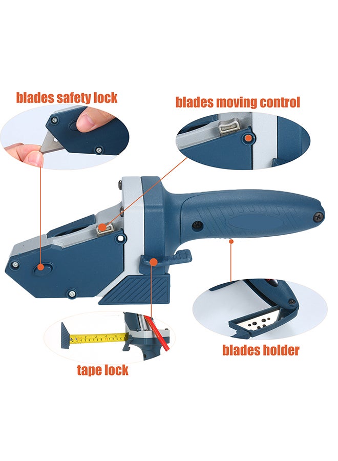 All-in-one Gypsum Board Cutting Tool with Measuring Tape and Utility Knife Mark and Cut Drywall Shingles Insulation Tile Carpet Foam Blue 23.0x10.0x8.0cm  - Image 3