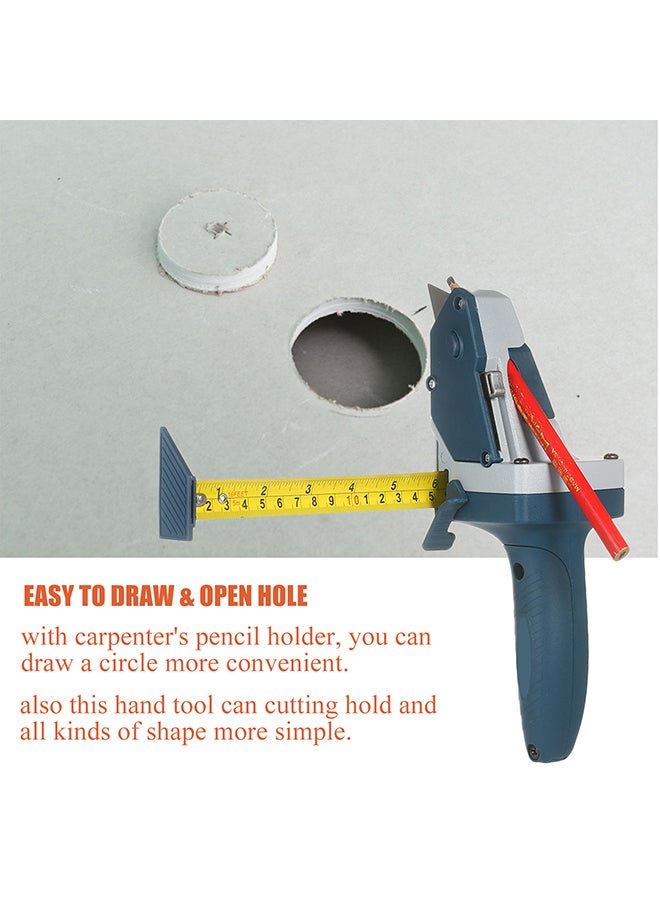 All-in-one Gypsum Board Cutting Tool with Measuring Tape and Utility Knife Mark and Cut Drywall Shingles Insulation Tile Carpet Foam Blue 23.0x10.0x8.0cm  - Image 4