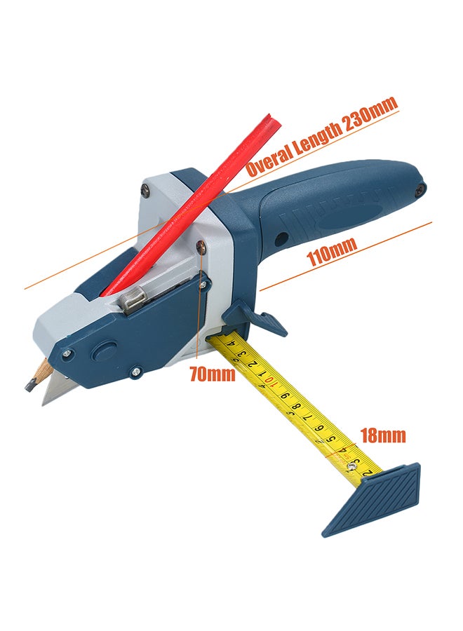 All-in-one Gypsum Board Cutting Tool with Measuring Tape and Utility Knife Mark and Cut Drywall Shingles Insulation Tile Carpet Foam Blue 23.0x10.0x8.0cm  - Image 5