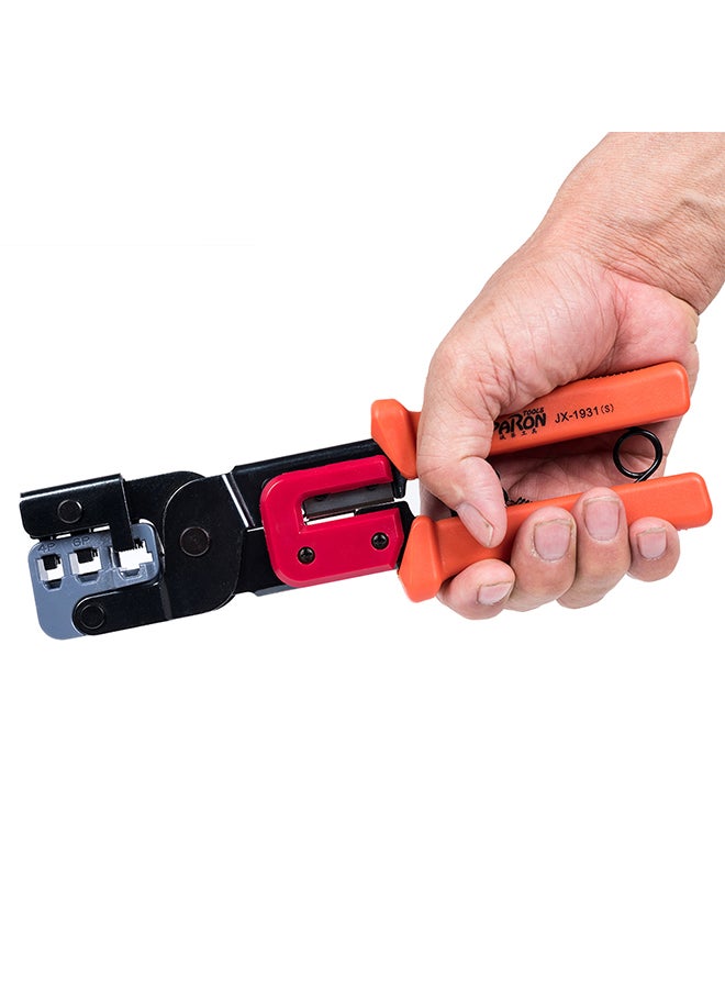 3-In-1 Crimping Tool PassThrough Cutter for RJ22/4P RJ11/6P RJ45/8P Ethernet Network LAN Cable Plier Crystal Head Cable Cutter Peeling Shear Orange 28.3x12.3x2.5cm  - Image 4