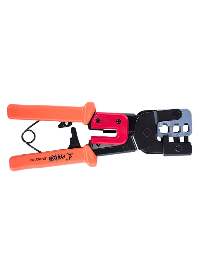 3-In-1 Crimping Tool PassThrough Cutter for RJ22/4P RJ11/6P RJ45/8P Ethernet Network LAN Cable Plier Crystal Head Cable Cutter Peeling Shear Orange 28.3x12.3x2.5cm  - Image 1