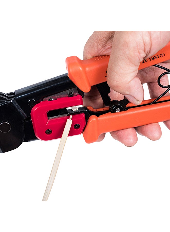 3-In-1 Crimping Tool PassThrough Cutter for RJ22/4P RJ11/6P RJ45/8P Ethernet Network LAN Cable Plier Crystal Head Cable Cutter Peeling Shear Orange 28.3x12.3x2.5cm  - Image 5