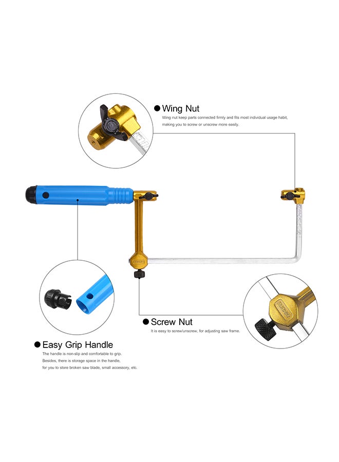 Adjustable Saw Frame Handsaw U-Shape Saw Bow Cutting Tool for Woodworking Handcraft Jewelry Making DIY Project 280mm Total Length Blue 22.5x12.0x3.5cm  - Image 4