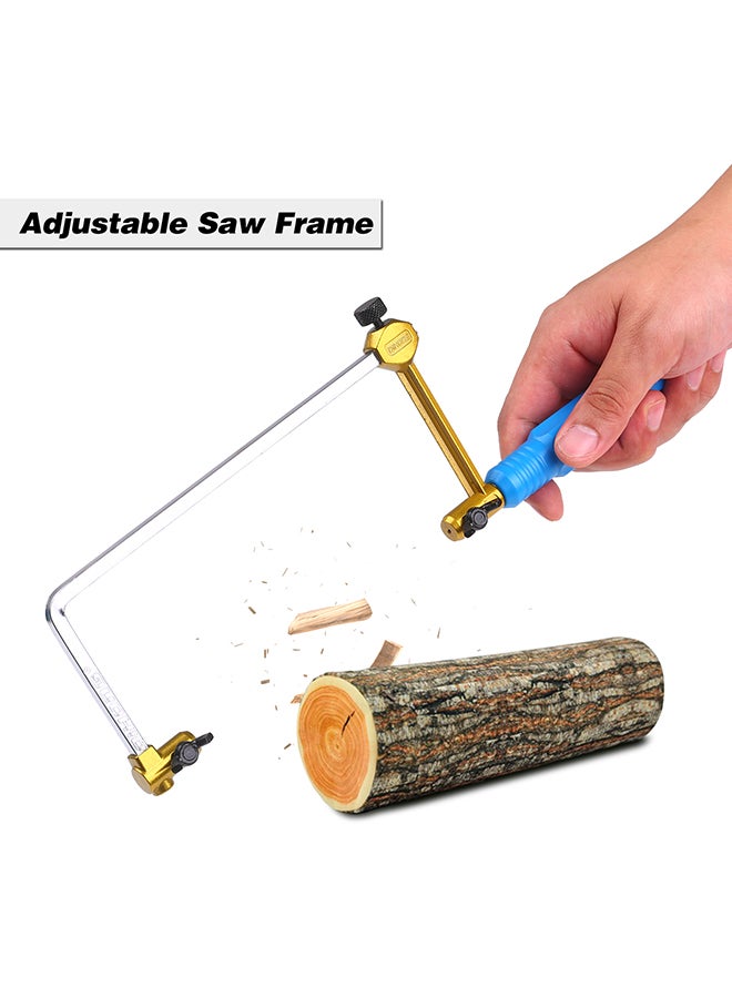 Adjustable Saw Frame Handsaw U-Shape Saw Bow Cutting Tool for Woodworking Handcraft Jewelry Making DIY Project 280mm Total Length Blue 22.5x12.0x3.5cm  - Image 5