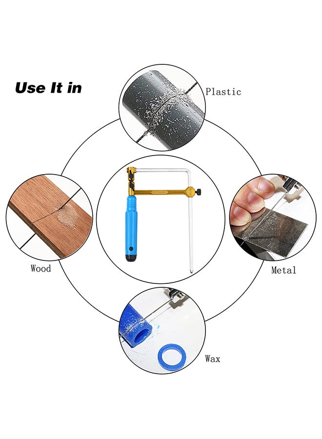 Adjustable Saw Frame Handsaw U-Shape Saw Bow Cutting Tool for Woodworking Handcraft Jewelry Making DIY Project 300mm Total Length Blue 23.0x15.5x3.5cm  - Image 2