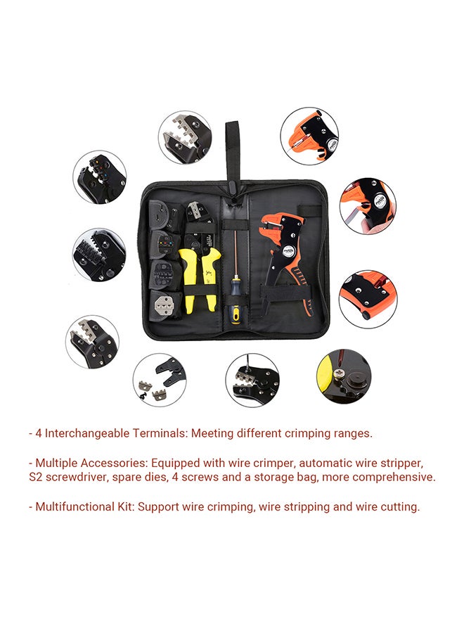 Generic - PARON Professional 4 In 1 Wire Crimper with Cord End Terminals Engineering Ratcheting Terminal Crimping Pliers Crimper Tool Kit with Automatic Duck-billed Stripper JX-D4311 Multicolour 28.5x14.5x5.5cm - Image 1