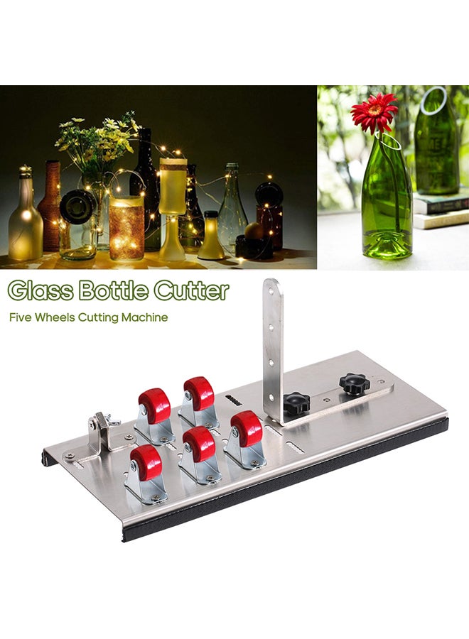 Stainless Steel Glass Bottle Cutter DIY Tool Wine Beer Bottles Cutting Tool with Five Wheels Cutting Machine Silver 30.0x16.0x5.0cm  - Image 1