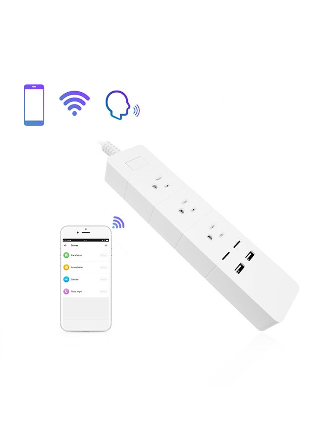 Generic - Smart Plug Power Strip Wi-Fi Surge Protector Outlet Work With with Alexa, Google Home White 39.0x7.4x4.0cm - Image 1