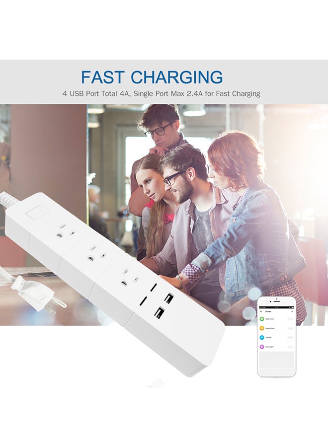 Generic - Smart Plug Power Strip Wi-Fi Surge Protector Outlet Work With with Alexa, Google Home White 39.0x7.4x4.0cm - Image 1